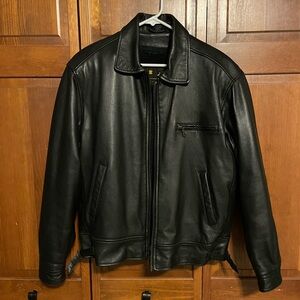 Vintage Mens Black Real Leather Jacket